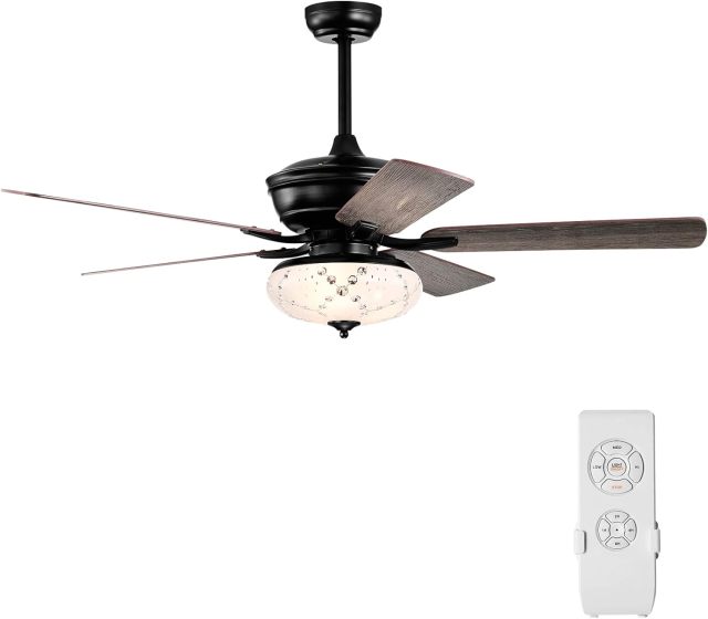ARLIME 52-Inch Ceiling Fan with Remote Control, Crystal Ceiling Fan with 3 Wind Speeds and 5 Reversible Blades