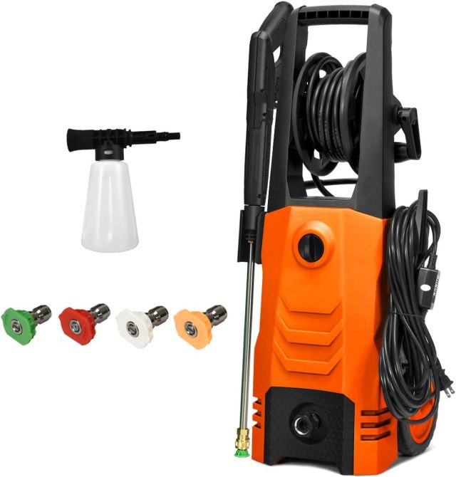 3500PSI Electric Pressure Washer, 2.6GPM 1800W Portable High Power Washer Machine w/4 Nozzles for Car Fence Patio Garden Cleaning