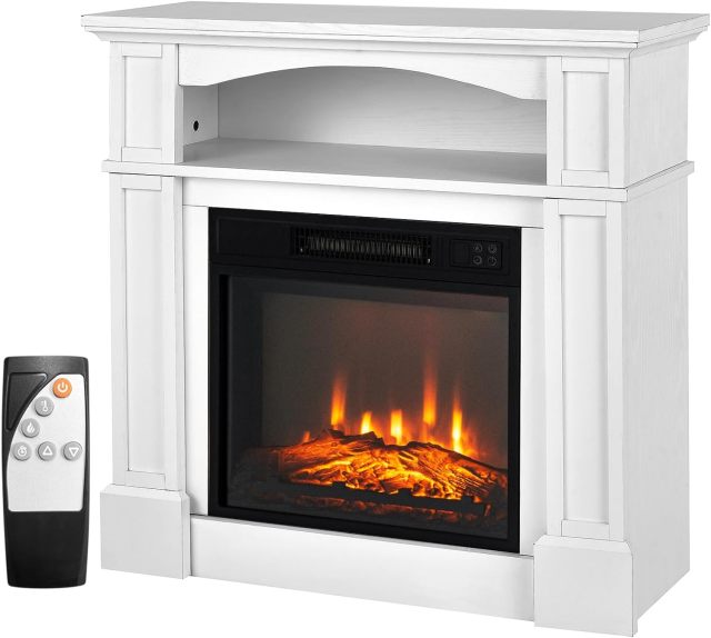 ARLIME 32-inch Electric Fireplace with Mantel, 1400W Adjustable Freestanding Heater with Remote Control