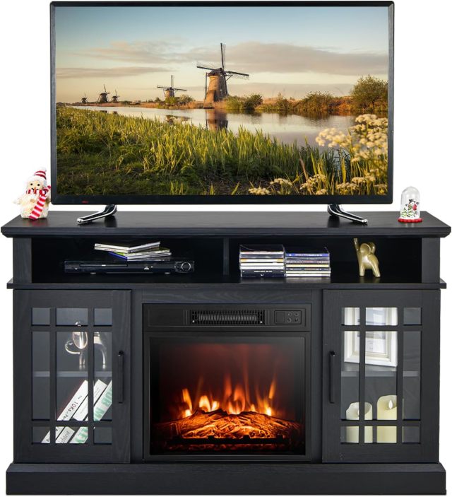 ARLIME Electric Fireplace TV Stand for TVs Up to 55 Inches, 18-Inch Fireplace Insert with Remote, Overheat Protection