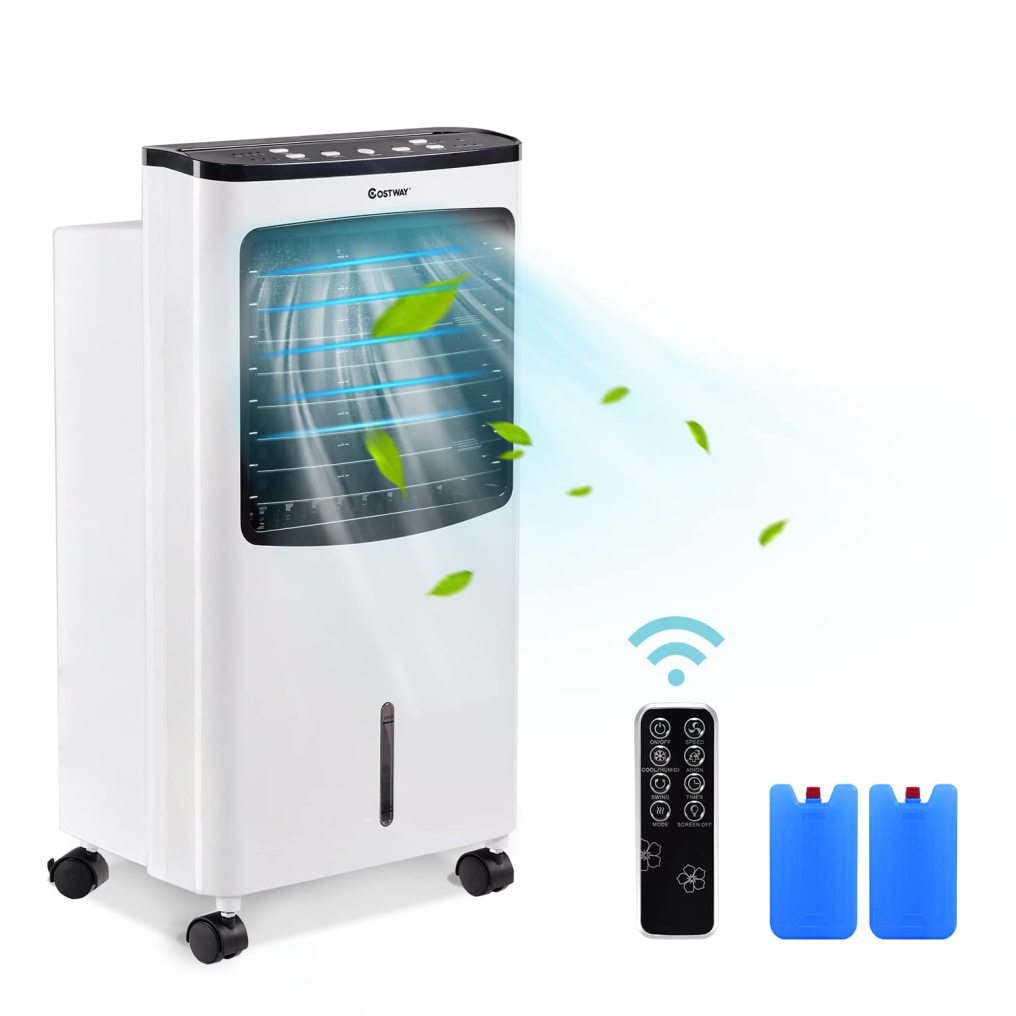 ARLIME 3-IN-1 Evaporative Air Cooler with Remote Control, 3-Mode, 3-Speed and 7.5H Timer Function, Water Tank and Casters
