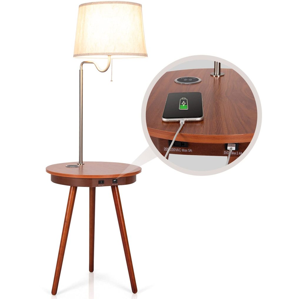 ARLIME Floor Lamp End Table w/USB Charging Port