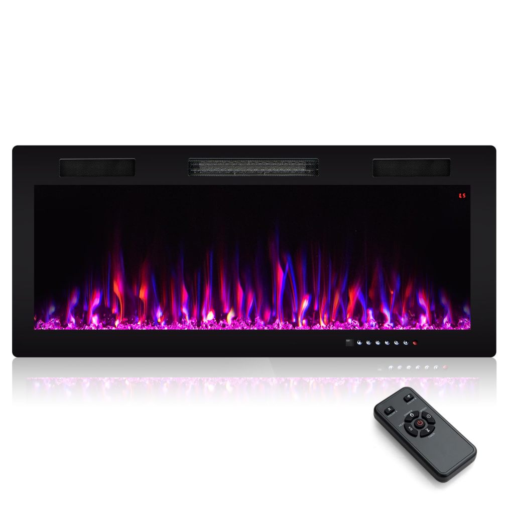 ARLIME 40 Inch Electric Fireplace Recessed and Wall Mounted, 750W/1500W Electric Fireplace Heater with Remote
