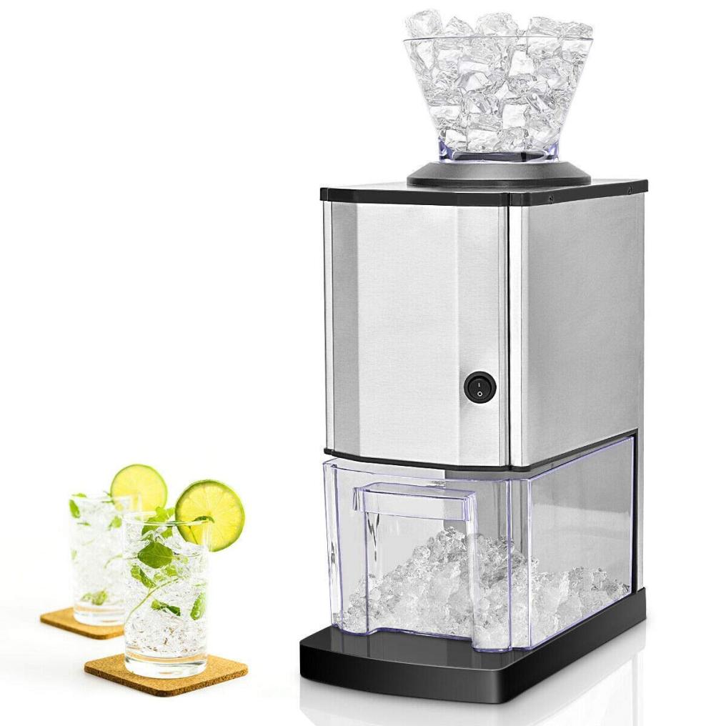 ARLIME Electric Ice Crusher, Stainless Steel Ice Shaved Machine w/Large Ice Container, Suction Cups, Quick Heat Dissipation, for Party, Gathering, Home