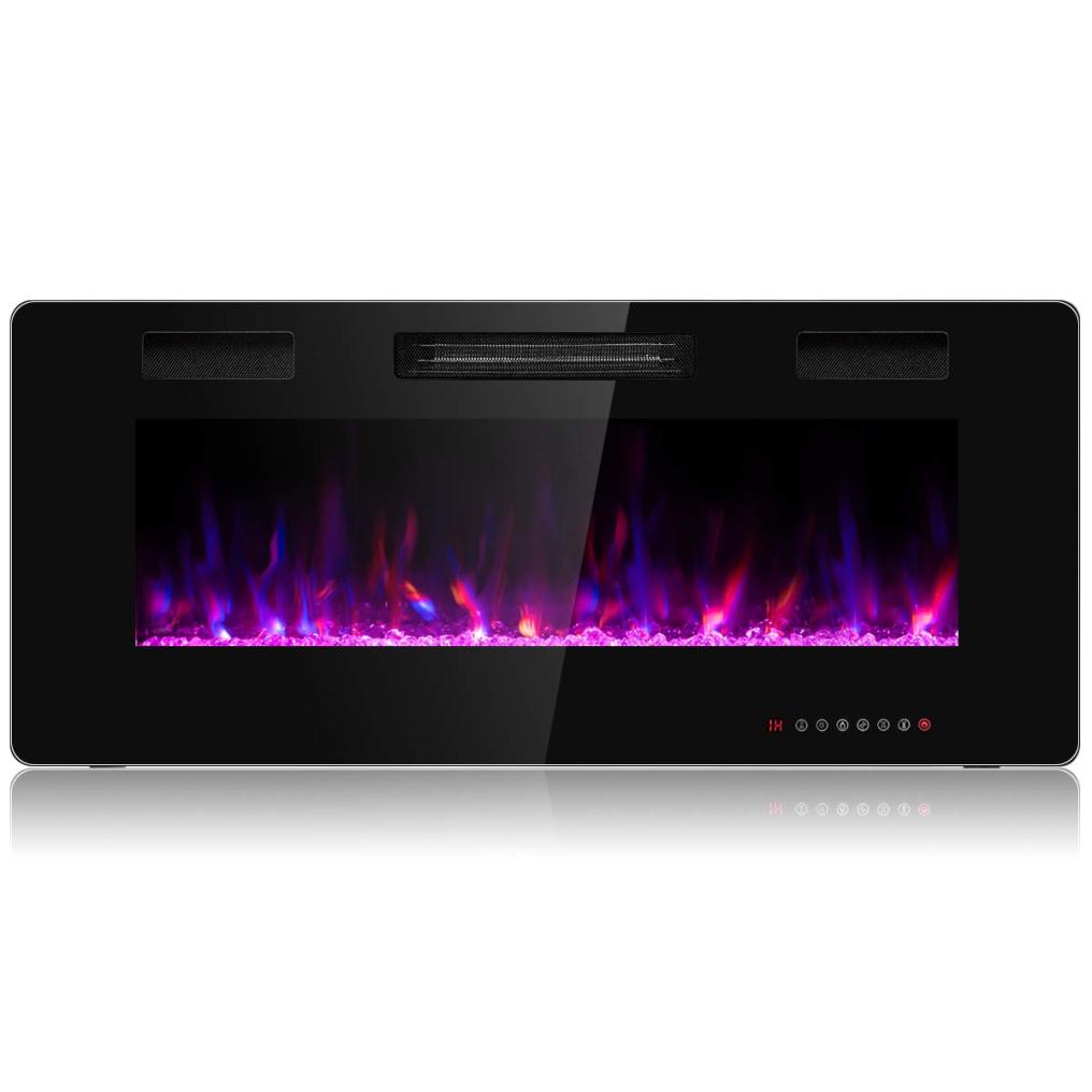 ARLIME 42 Inch Electric Fireplace Recessed and Wall Mounted, Fireplace Heater in-Wall Built with Remote Control, Timer, Touch Screen, Adjustable Color