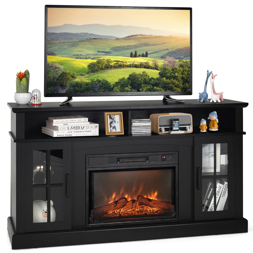 ARLIME Fireplace TV Stand for TVs Up to 65 Inch, 23 Inches Electric Fireplace with Remote Control