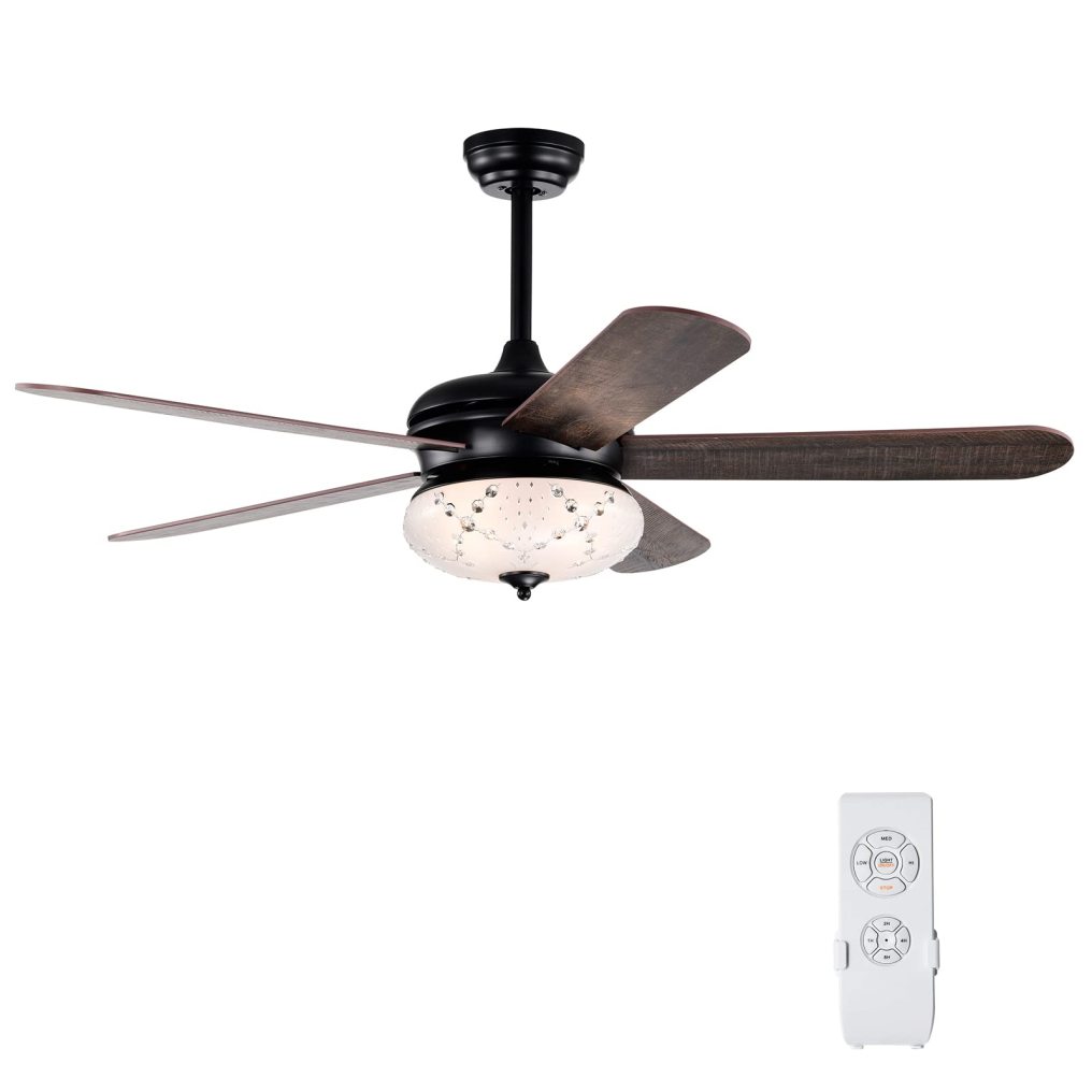 ARLIME 52 Inches Ceiling Fan with Remote Control, Indoor Ceiling Fan with 2 Downrods