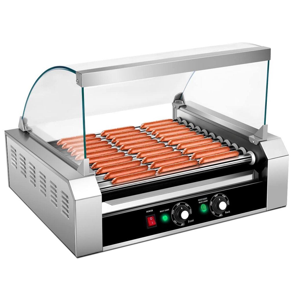 ARLIME Hot Dog Roller Machine, 11 Non-Stick Rollers 30 Sausage Grill Cooker with Removable Stainless Steel Drip Tray