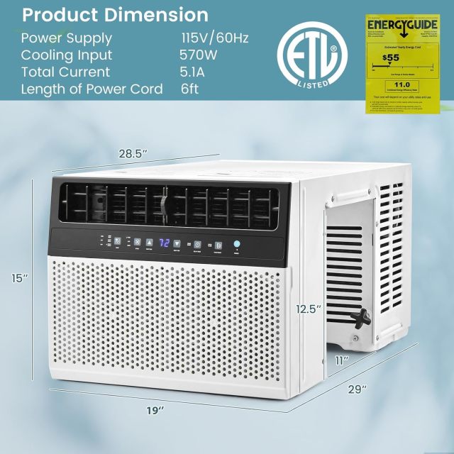 Window Air Conditioners, 10000 BTU U-Shaped 3-In-1 Window AC Units with Energy Saver Modes