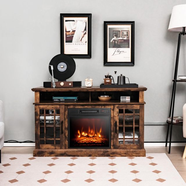 ARLIME Electric Fireplace TV Stand for TVs Up to 55 Inches, 18-Inch Fireplace Insert with Remote, Overheat Protection