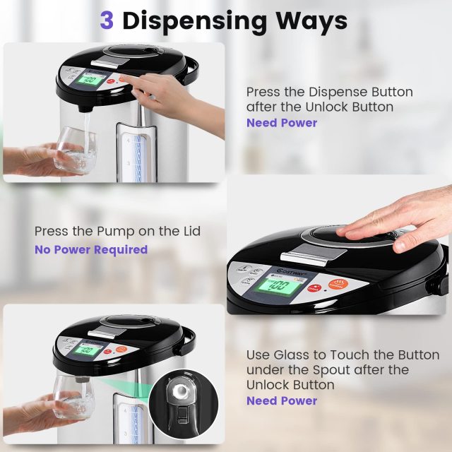 ARLIME Instant Electric Hot Water Boiler and Warmer, 5-Liter LCD Water Pot with 5 Stage Temperature Settings