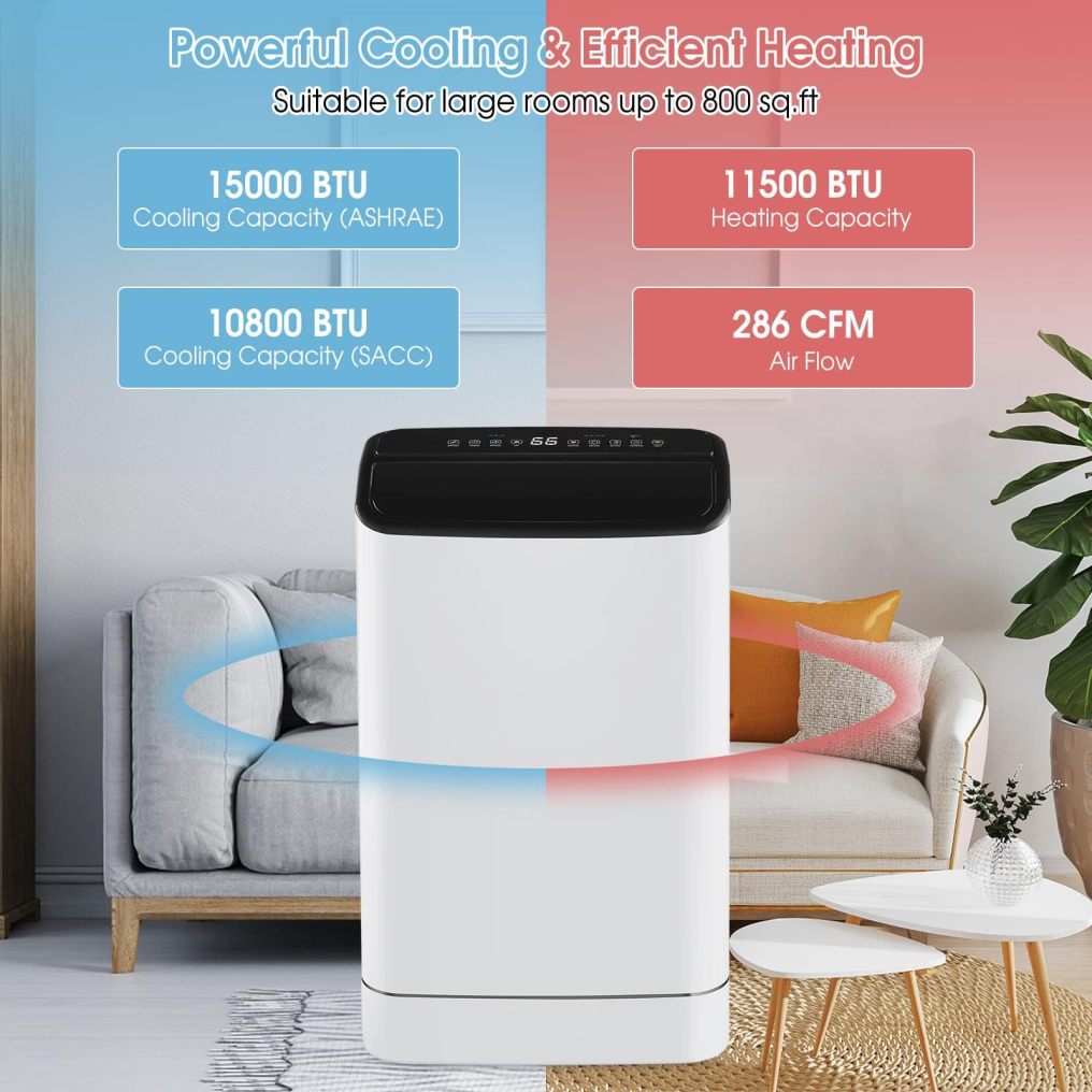 ARLIME Smart Portable Air Conditioner & Heater Combo, 15000 BTUs Stand up AC Unit with Heat, Dehumidifier