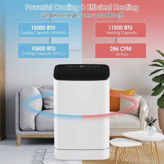 Smart Portable Air Conditioner & Heater Combo, 15000 BTUs Stand up AC Unit with Heat, Dehumidifier