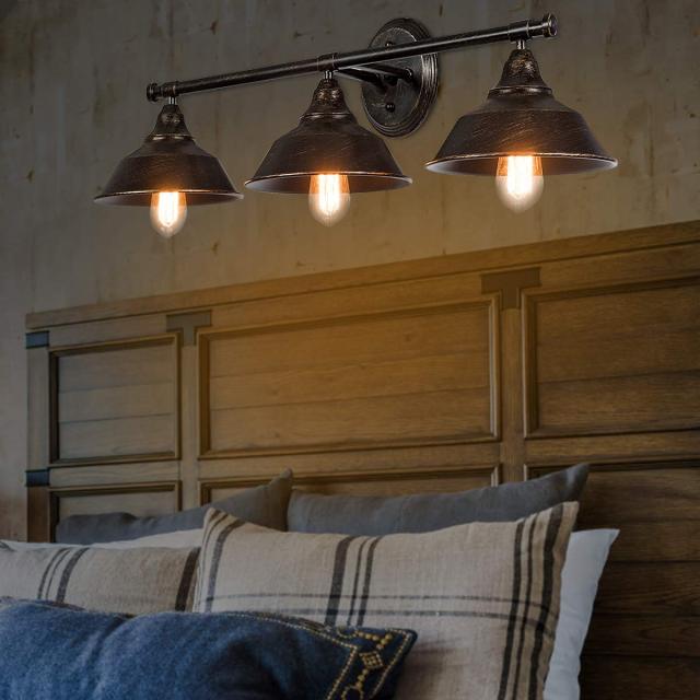ARLIME Vanity Light, 3 Light Wall Sconce, Industrial Metal Wall Mount Lamp, Rustic Indoor Wall Lamp Light Shade
