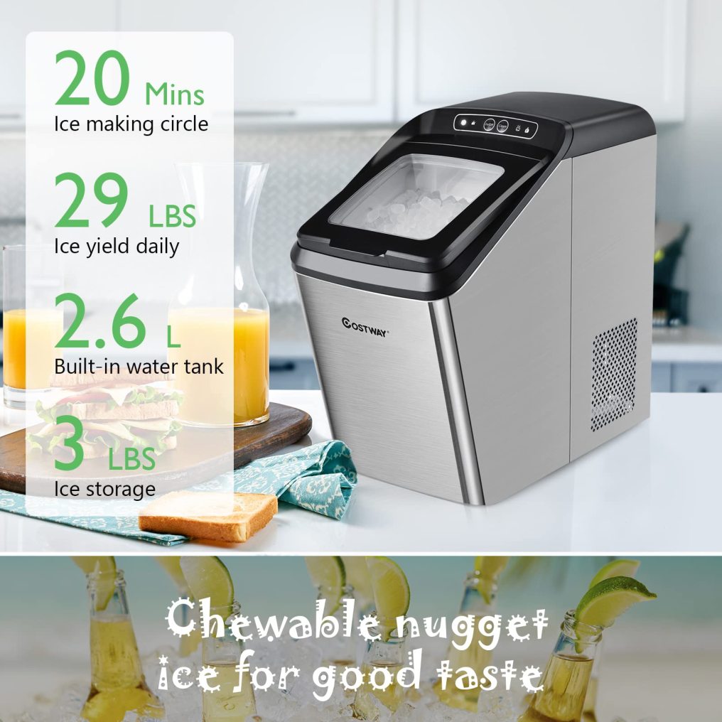 Nugget Ice Maker Machine Countertop 29Lbs/24H, ARLIME Sonic Ice Maker