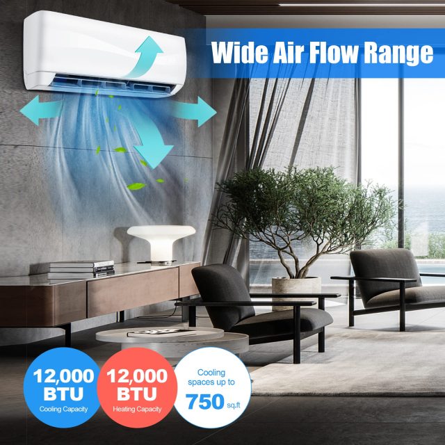 ARLIME Mini Split AC/Heating System, 12000 BTU 17 SEER2 Energy Saving Split Air Conditioner