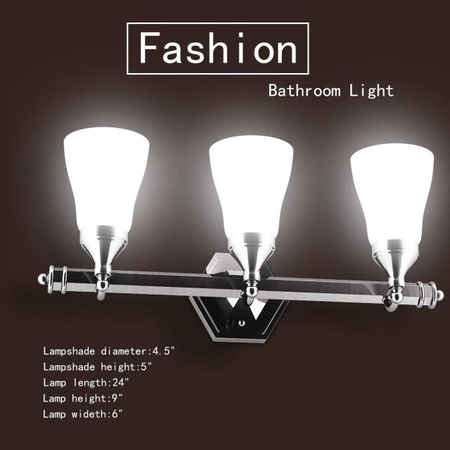 ARLIME Bathroom Vanity Light Antique Brushed Wall Mounted with White Alabaster Wall Sconces Glass Shade