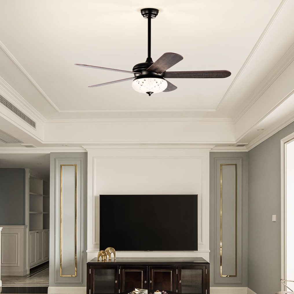 ARLIME 52 Inches Ceiling Fan with Remote Control, Indoor Ceiling Fan with 2 Downrods