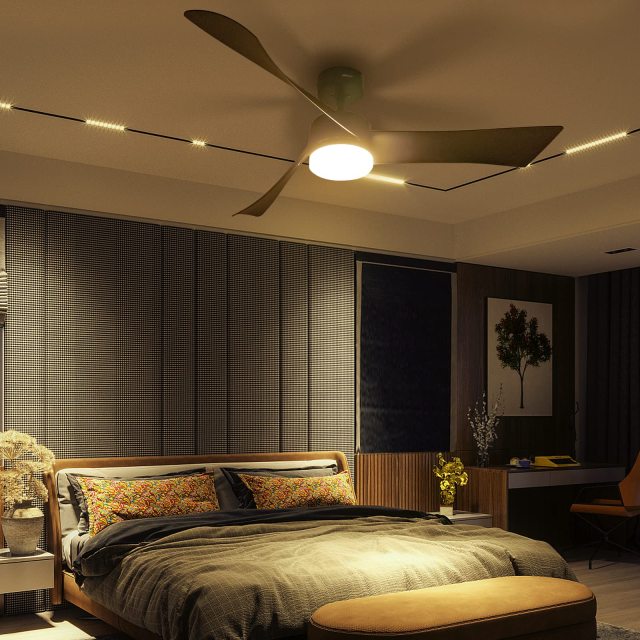 ARLIME 52 Inch Ceiling Fan with Light, Indoor Outdoor LED Ceiling Fan w/Remote Control, 6-Level Adjustable Speed