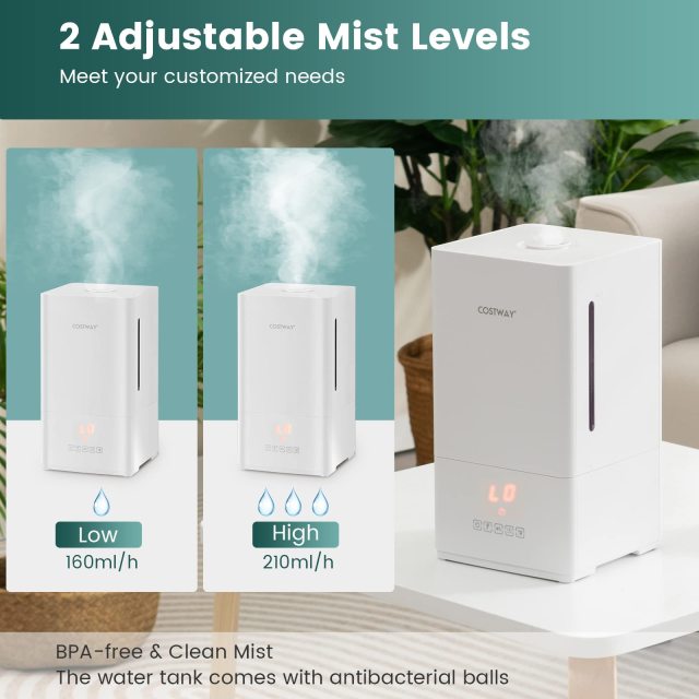 ARLIME Humidifiers for Bedroom, 4L Ultrasonic Humidifier with Essential Oil Diffuser, 2 Mist Levels