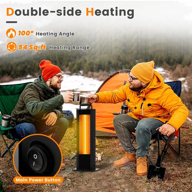ARLIME Outdoor Patio Heater, 1200W Freestanding Double-Sided Electric Infrared Heater w/Tip-Over Protection
