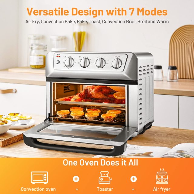 ARLIME 21.5 QT Air Fryer Toaster Oven, 7-in-1 Air Fryer Oven Combo w/Timer, Auto Shut-off