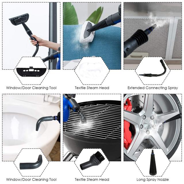 ARLIME Handheld Pressurized Steam Cleaner, Multi-Purpose Steamer, Steam Iron, 1050W, W/Attachments