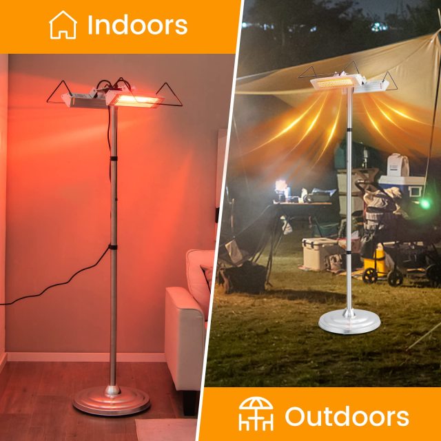 ARLIME Outdoor Electric Patio Heater, 1500W Standing Infrared Heater with Double-sided Heating
