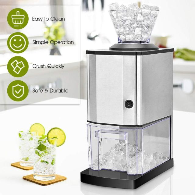 ARLIME Electric Ice Crusher, Stainless Steel Ice Shaved Machine w/Large Ice Container, Suction Cups, Quick Heat Dissipation, for Party, Gathering, Home