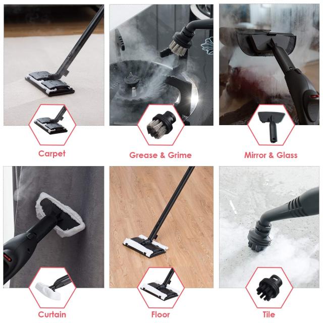 2000W Multipurpose Steam Cleaner with 19 Accessories, Household Steamer with 1.5L Tank for Cleaning