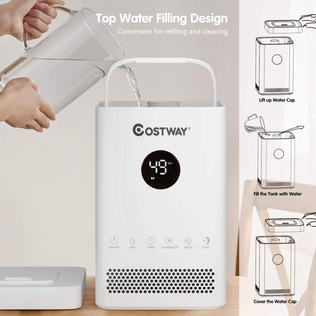 ARLIME Small Humidifiers for Bedroom, 3.5L Top Fill Cool Mist Humidifier with 3-Level Mist, Sleep Mode, 12H Timer