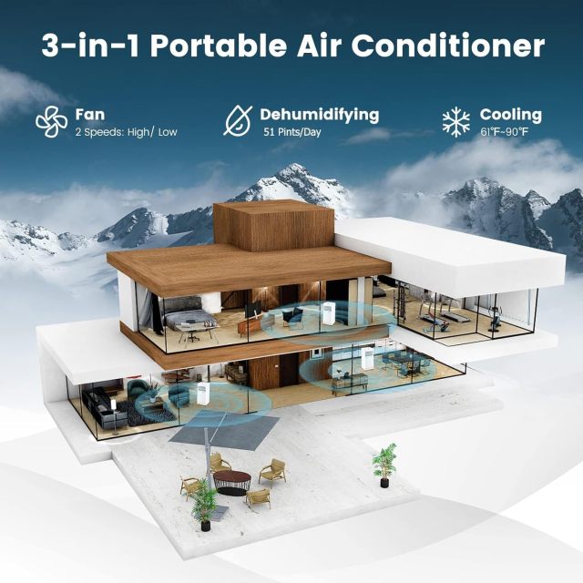 Portable Air Conditioner 10000 BTU, 3-in-1 AC Cooling Unit with Dehumidifier, 24H Timer