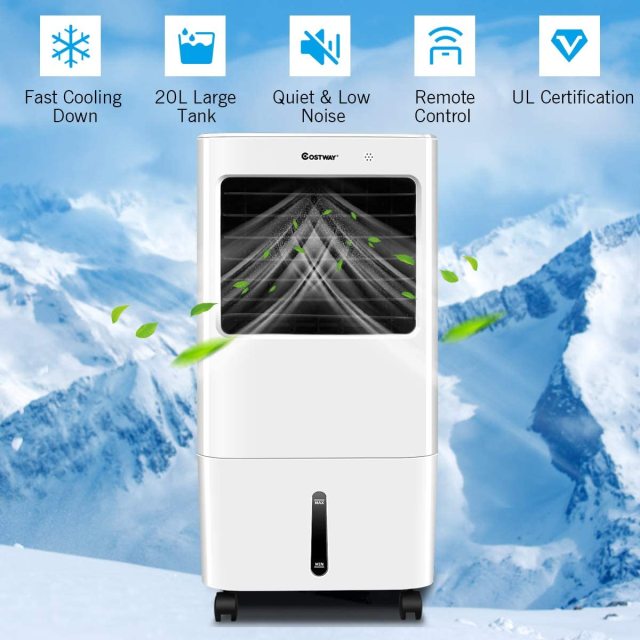 ARLIME Evaporative Air Cooler with 4 Wheels, 2 Ice Boxes, 4 Speeds and 3 Modes
