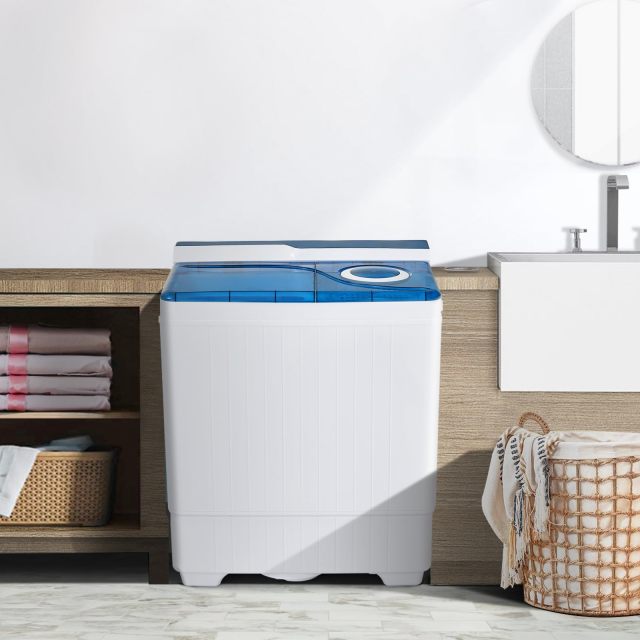 Portable Washing Machine, Twin Tub 26 Lbs Capacity, 18 Lbs Washer and 8 Lbs Spinner