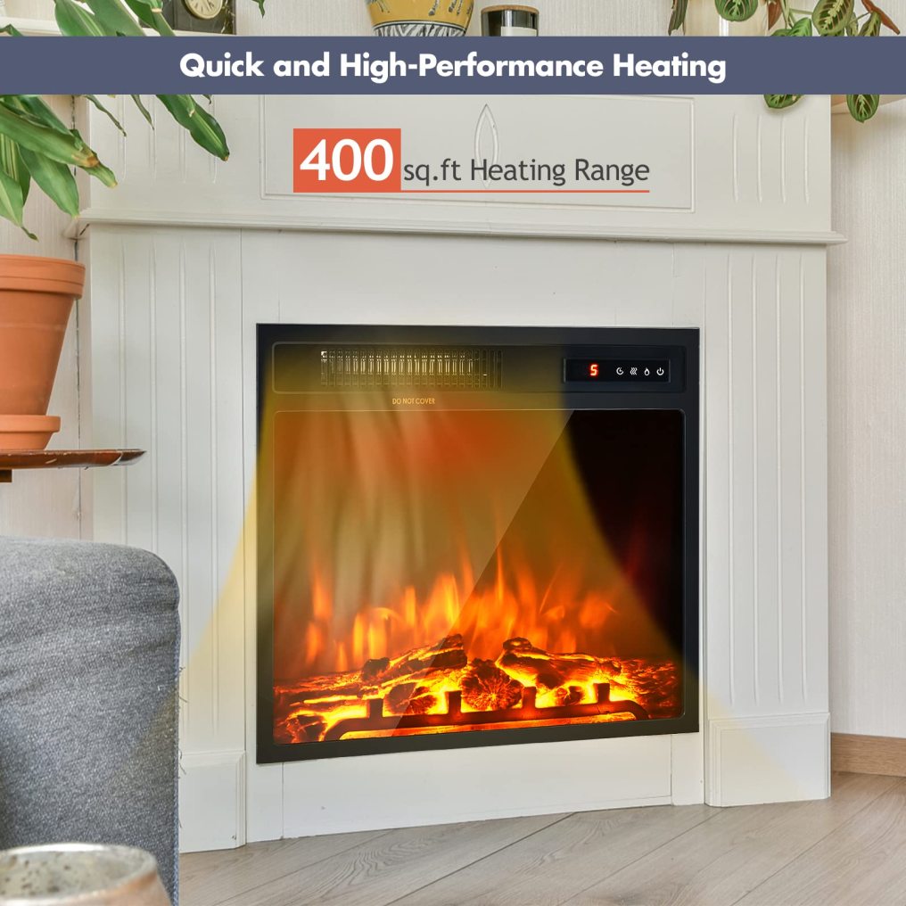 ARLIME 18 Inch Electric Fireplace Inserts, 1500W Freestanding & Recessed Fireplace w/Adjustable LED Flame, Remote Control, Timer