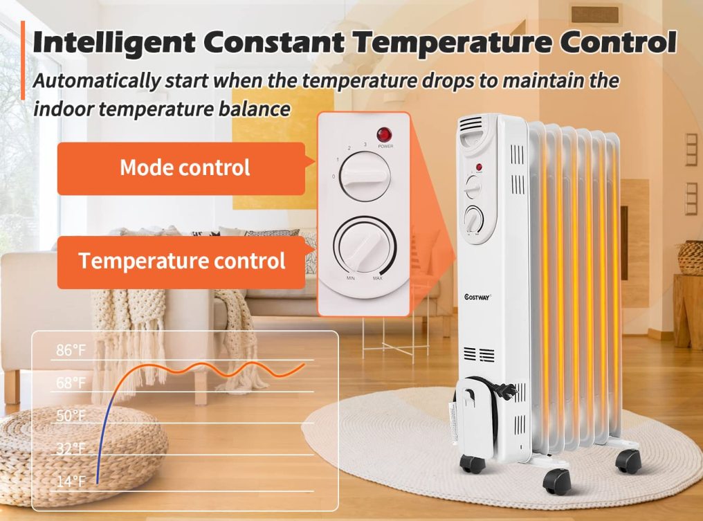 ARLIME Electric 1500W Oil Filled Radiator Heater, Portable Radiant Space Heater
