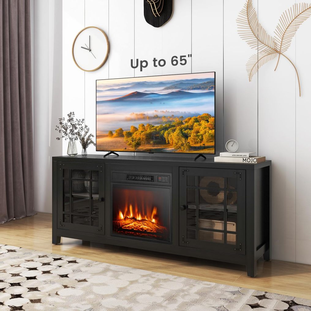 ARLIME Electric Fireplace TV Stand for TVs up to 65-inch, 18-inch Fireplace Entertainment Center with Remote Control