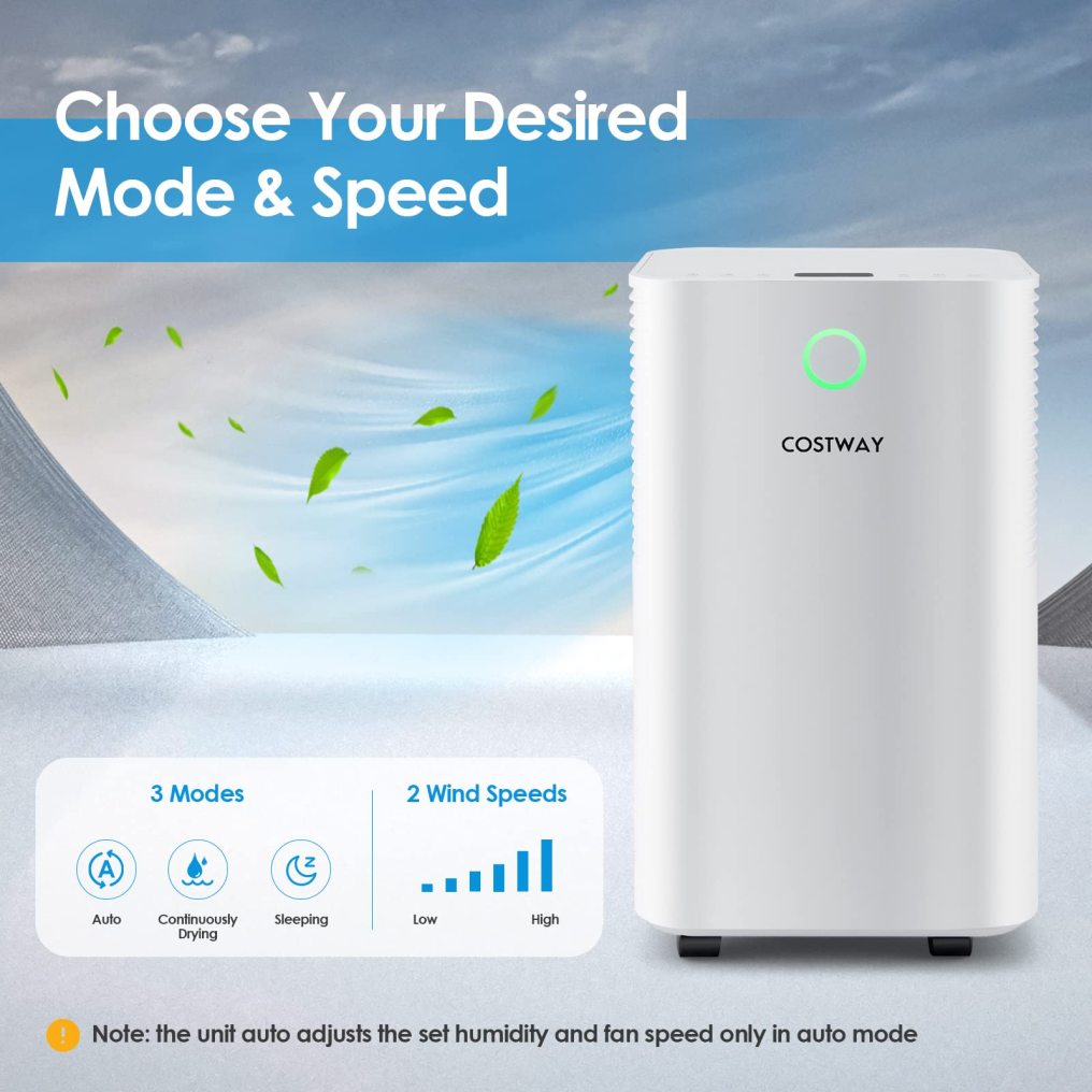 ARLIME Dehumidifier for Home and Basement, 2000 Sq. Ft Dehumidifier with 3 Modes, 2 Speeds