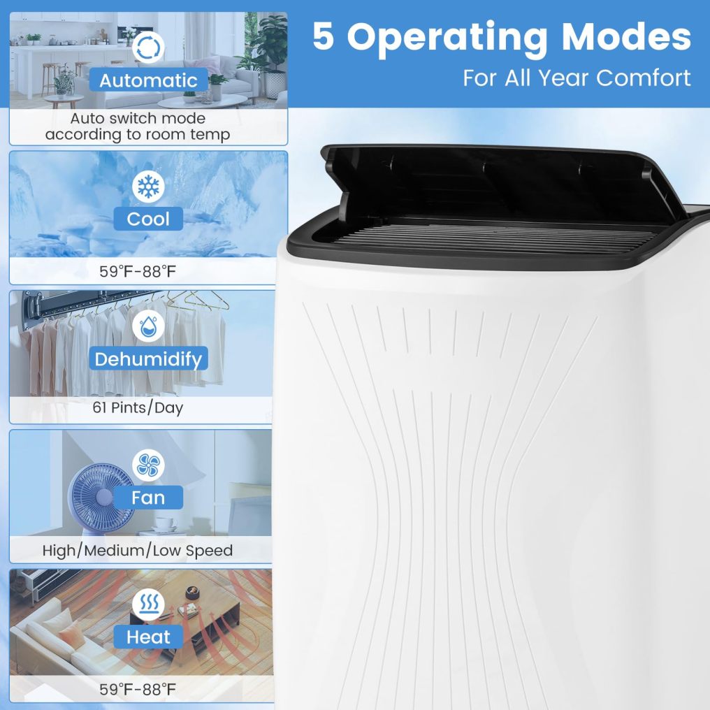 ARLIME 4-in-1 Portable Air Conditioner, Smart WiFi AC Unit w/Fan