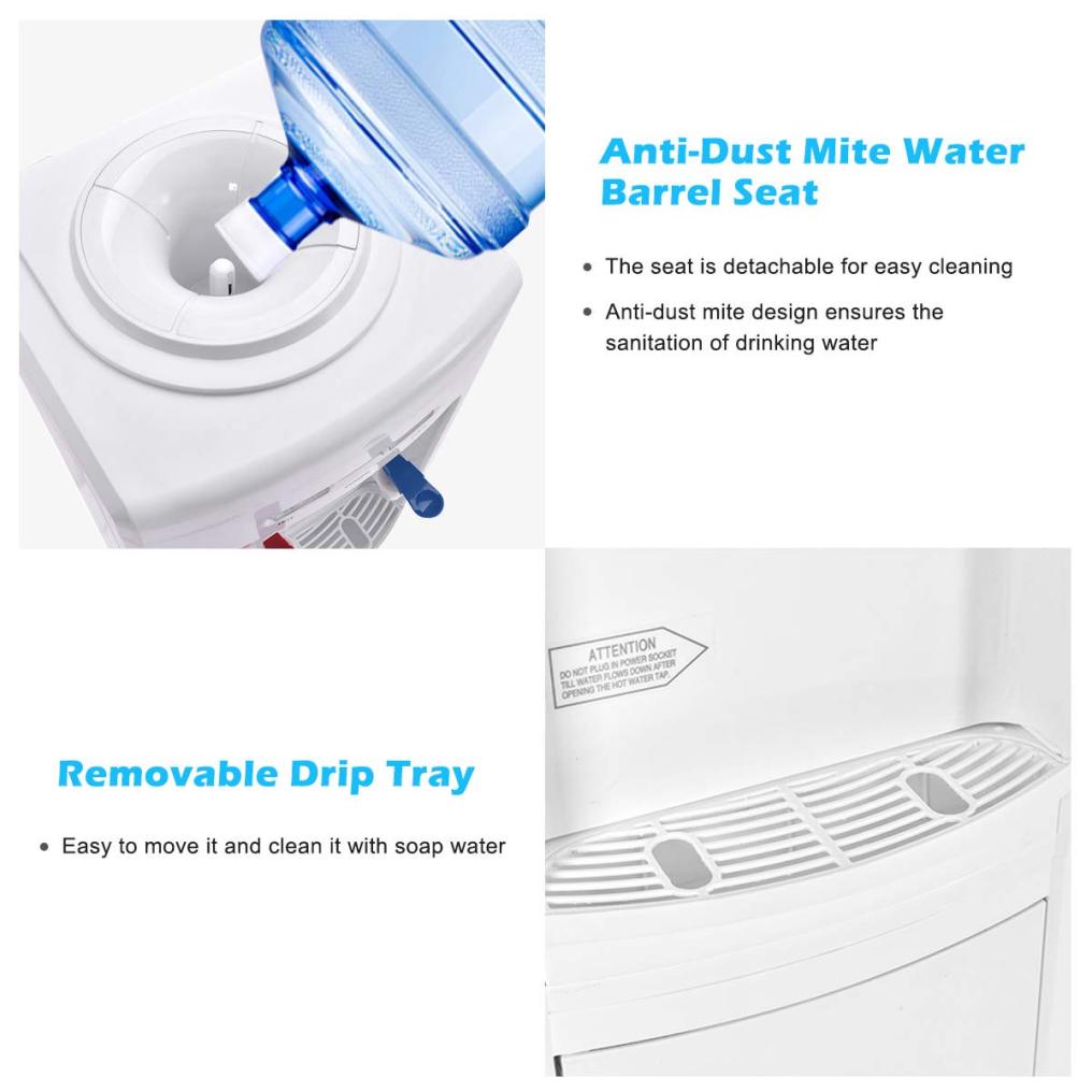 ARLIME Water Cooler Dispenser for 3-5 Gallon Bottle, Top Loading Hot and Cold Water Dispenser with Storage Cabinet, Child Lock