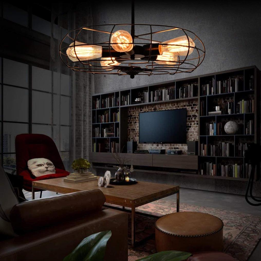 Semi Flush Mount Ceiling Light, Industrial Pendant Lights with 5 E26 Bulb Base