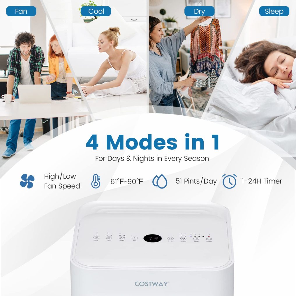 ARLIME Portable Air Conditioner, 10000 BTU AC Unit with Cool, Fan, Dehumidifier & Sleep Mode for Rooms