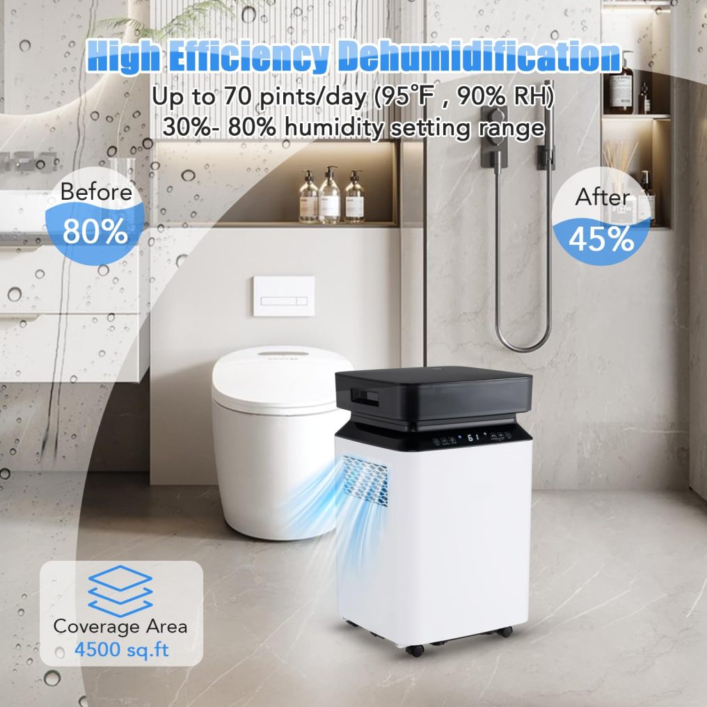 ARLIME 70 Pint Dehumidifier for Basement, 4500 Sq. Ft Energy Efficient Dehumidifier