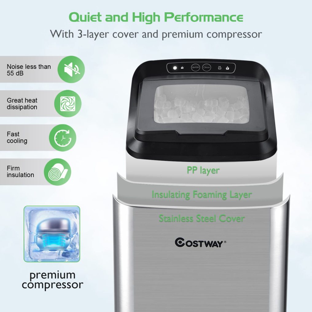 Nugget Ice Maker Machine Countertop 29Lbs/24H, ARLIME Sonic Ice Maker