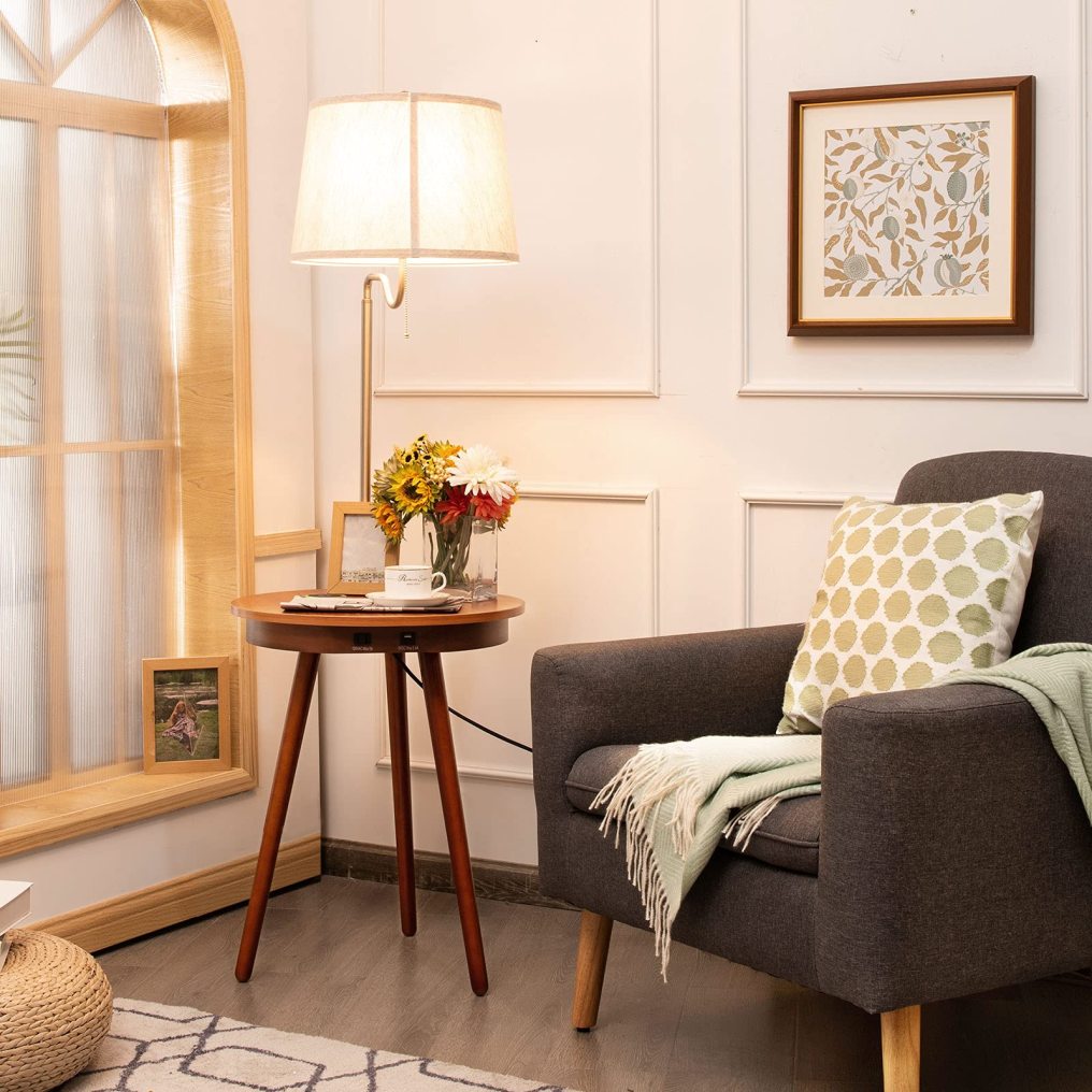 ARLIME Floor Lamp End Table w/USB Charging Port