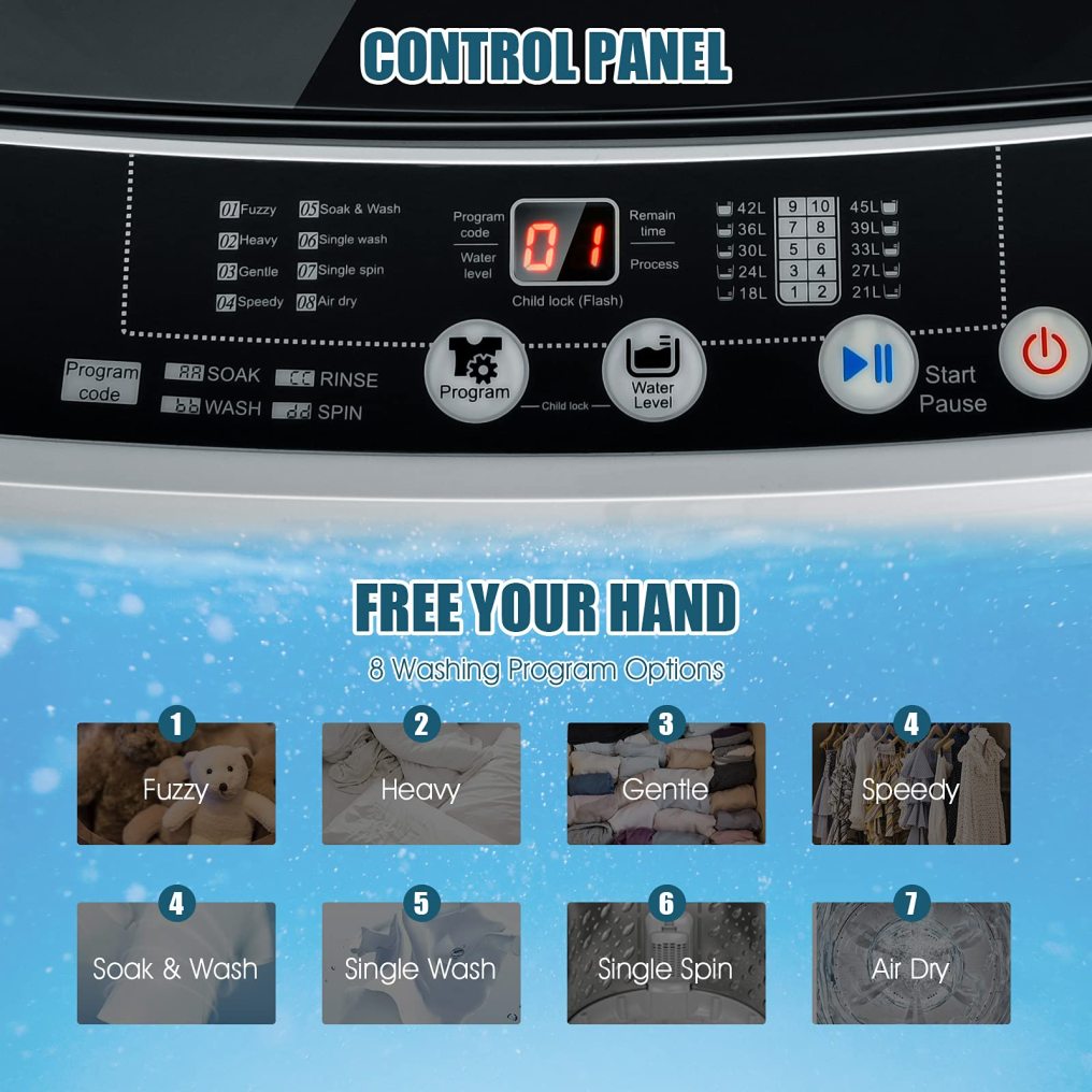 ARLIME 2 in 1 Compact Mini Laundry Machine Full-Automatic Washing Machinem, 1.5 Cu.Ft