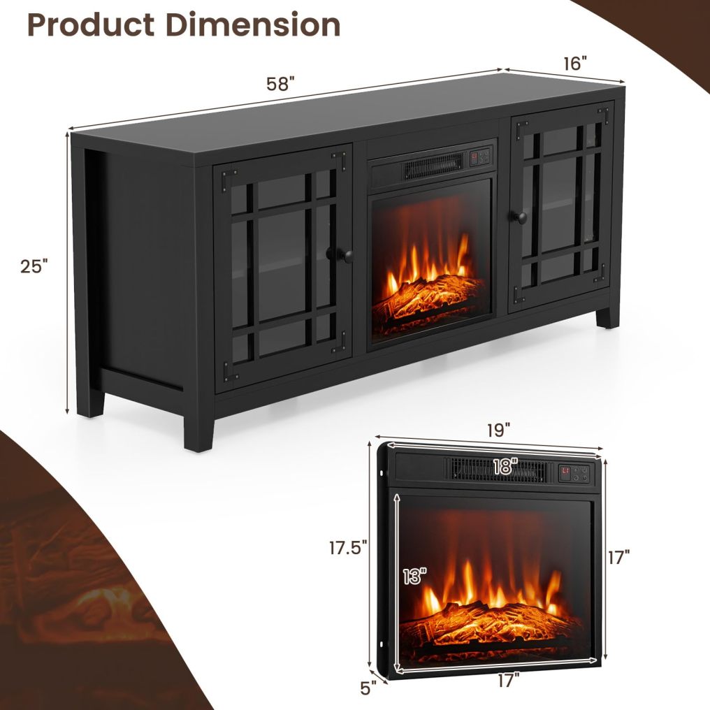 ARLIME Electric Fireplace TV Stand for TVs up to 65-inch, 18-inch Fireplace Entertainment Center with Remote Control