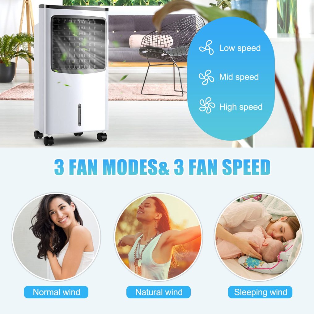 ARLIME Portable AC Cooling Fan, 3-IN-1 Portable Evaporative Air Cooler & Humidifier, Windowless AC Fan with 3-Mode