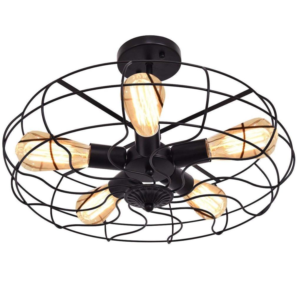 Semi Flush Mount Ceiling Light, Industrial Pendant Lights with 5 E26 Bulb Base