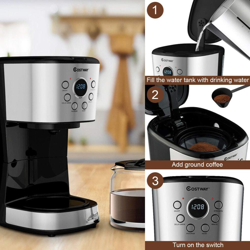 ARLIME 12-Cup Programmable Coffee Maker, 900W Drip Coffee Maker Pot